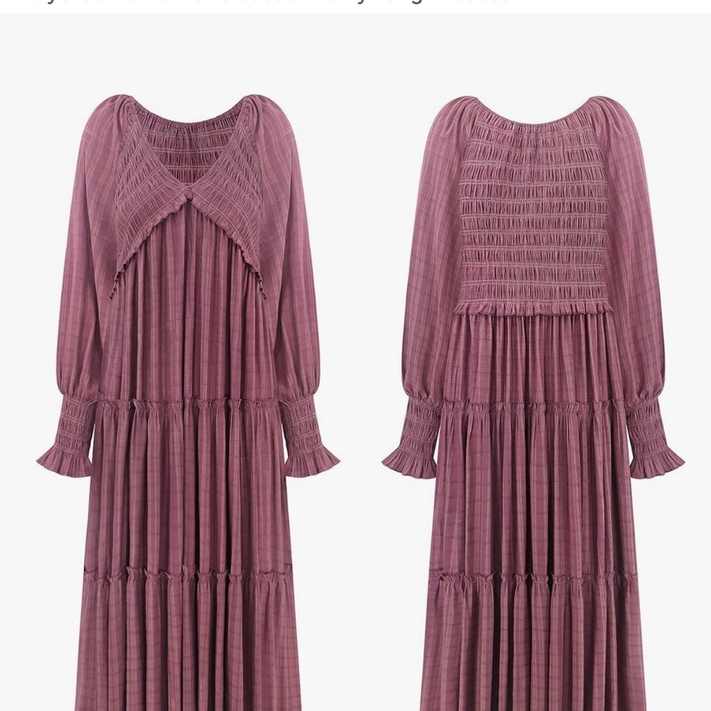 Chic Long Sleeve Burgundy Dress - Picture 3 of 6